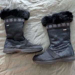 Women's Black Fur Technica Winter Boots Size 10